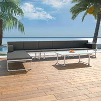  5 Piece Garden Lounge Set Textilene Aluminium Black