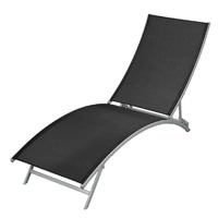  Sun Lounger Steel and Textilene Black