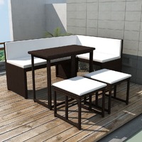  5 Piece Outdoor Dining Set Steel Poly Rattan Brown