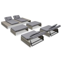  5 Piece Garden Lounge Set with Cushions Poly Rattan Grey