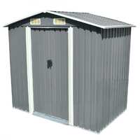  Garden Storage Shed Grey Metal 204x132x186 cm