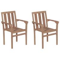  Stackable Garden Chairs 2 pcs Solid Teak Wood