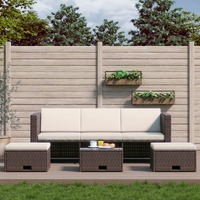  4 Piece Garden Lounge Set with Cushions Poly Rattan Brown