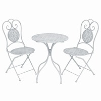  3 Piece Bistro Set Steel Greyish White