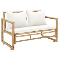  2 Seater Garden Sofa with Cushions Bamboo