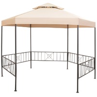  Garden Marquee Gazebo Pavilion Tent Hexagonal Beige 323x265 cm