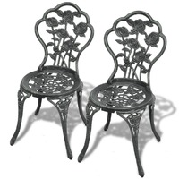  Bistro Chairs 2 pcs Cast Aluminium Green