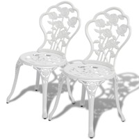  Bistro Chairs 2 pcs Cast Aluminium White