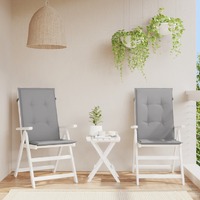  Garden Highback Chair Cushions 2 pcs Grey 120x50x3 cm Fabric