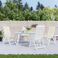  Garden Highback Chair Cushions 4 pcs Cream 120x50x3 cm Fabric