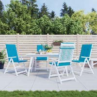  Garden Highback Chair Cushions 4 pcs Blue 120x50x3 cm Fabric