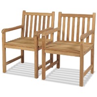  Outdoor Chairs 2 pcs Solid Teak Wood