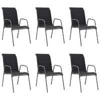  Stackable Garden Chairs 6 pcs Steel and Textilene Black