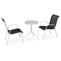  3 Piece Bistro Set Steel Black