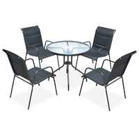  5 Piece Outdoor Dining Set Steel Black