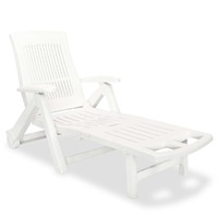  Sun Lounger with Footrest Plastic White