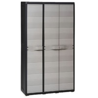 Garden Storage Cabinet with 4 Shelves Black and Grey