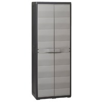  Garden Storage Cabinet with 3 Shelves Black and Grey