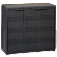  Garden Storage Cabinet with 2 Shelves Black