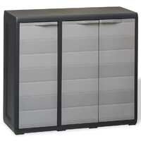  Garden Storage Cabinet with 2 Shelves Black and Grey