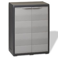  Garden Storage Cabinet with 1 Shelf Black and Grey