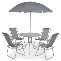  6 Piece Outdoor Dining Set Steel and Textilene Grey
