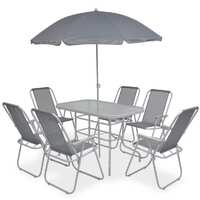  8 Piece Outdoor Dining Set Steel and Textilene Grey
