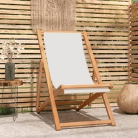  Deck Chair Teak 56x105x96 cm Cream
