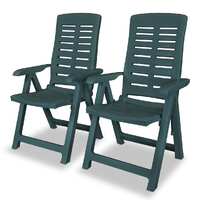  Reclining Garden Chairs 2 pcs Plastic Green