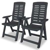  Reclining Garden Chairs 2 pcs Plastic Anthracite