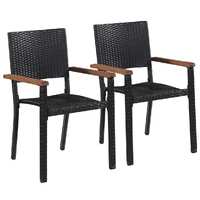  Outdoor Chairs 2 pcs Poly Rattan Black