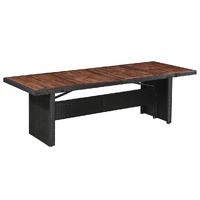  Garden Table 240x90x74 cm Poly Rattan and Solid Acacia Wood