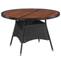  Garden Table 115x74 cm Poly Rattan and Solid Acacia Wood