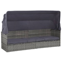  Garden Bed with Canopy Grey 205x62 cm Poly Rattan