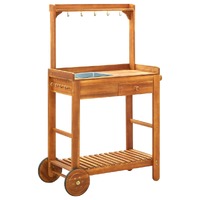  Garden Kitchen Trolley Solid Wood Acacia 92x43.5x141.5 cm