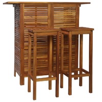  Bar Table and Chair Set 3 Pieces Solid Acacia Wood