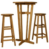  3 Piece Bar Set Solid Acacia Wood
