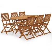  7 Piece Folding Outdoor Dining Set Solid Acacia Wood