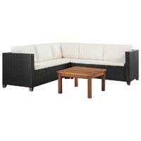  4 Piece Garden Lounge Set with Cushions Poly Rattan Black