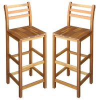  Bar Chairs 2 pcs Solid Acacia Wood