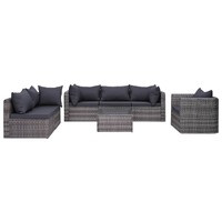  7 Piece Garden Sofa Set with Cushions &amp; Pillows Poly Rattan Grey