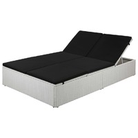  Sun Lounger with Cushion Poly Rattan Black