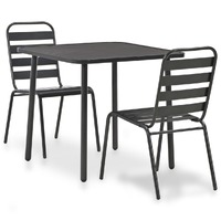  3 Piece Bistro Set Steel Dark Grey