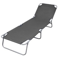  Foldable Sunlounger with Adjustable Backrest Grey