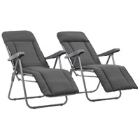  Folding Garden Chairs with Cushions 2 pcs Grey