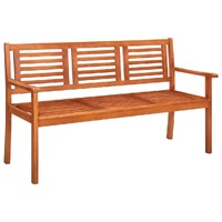  3-Seater Garden Bench 150 cm Solid Eucalyptus Wood