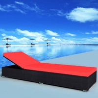  Sun Lounger with Cushion Poly Rattan Black