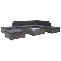  8 Piece Garden Lounge Set with Cushions Poly Rattan Grey