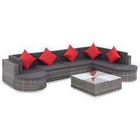 8 Piece Garden Lounge Set with Cushions Poly Rattan Grey