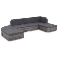  6 Piece Garden Lounge Set with Cushions Poly Rattan Grey